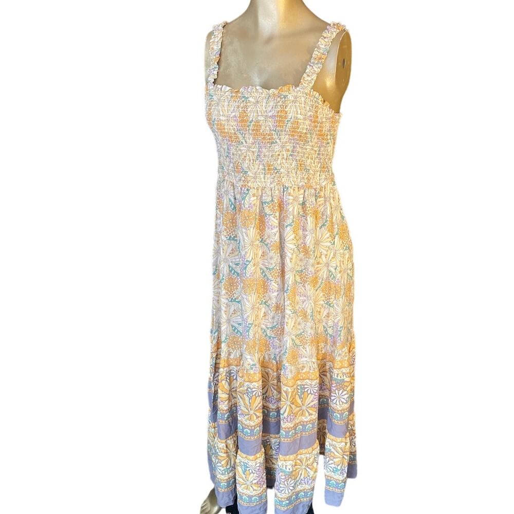 Floral Maxi Dress in Cream and Purple